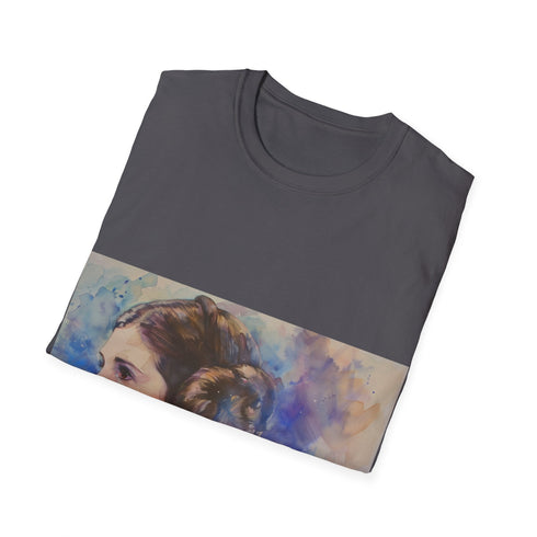 Princess Leia watercolor tee in charcoal, sizes S, Star Wars graphic.