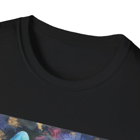 Bohemian feather charcoal t-shirt with a vibrant and whimsical pattern