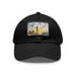 London Skyline Watercolor Cotton Baseball Cap, White with Light Brown Patch