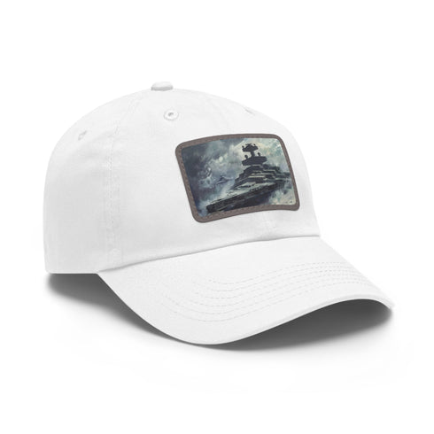 White Star Wars baseball cap with rectangular light brown patch.