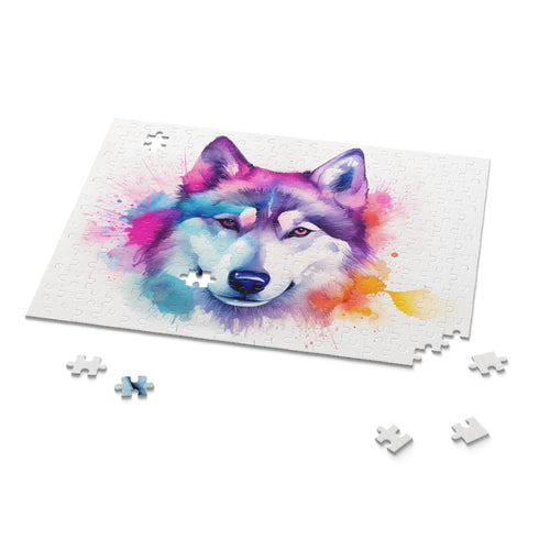 Colorful Husky Heart Puzzle for Valentine's Day and dog lovers.