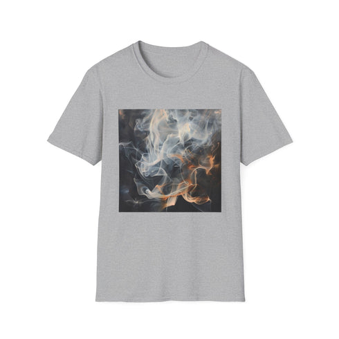 Abstract charcoal smoke art swirls t-shirt in men's size small.