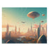 Futuristic flying skyscraper city jigsaw puzzle with 120 pieces.