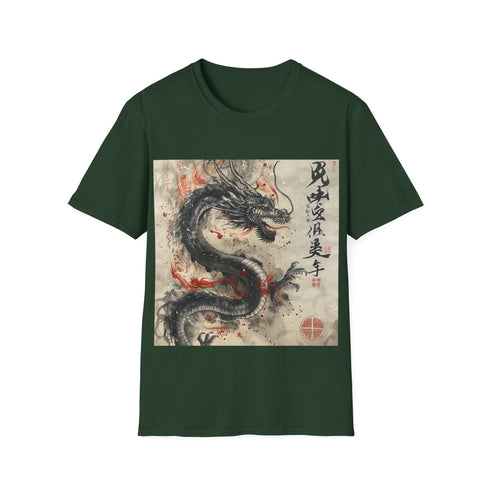 Dragon Fury Japanese TShirt in Charcoal, Regular Fit, Crew Neck.
