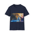Blue lightsaber printed cotton tee, summer Jedi fashion staple.
