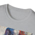 Charcoal cotton crew neck t-shirt with vibrant Thanos painting