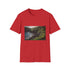 Charcoal cotton crew neck T-shirt with vibrant Maui nature-themed design