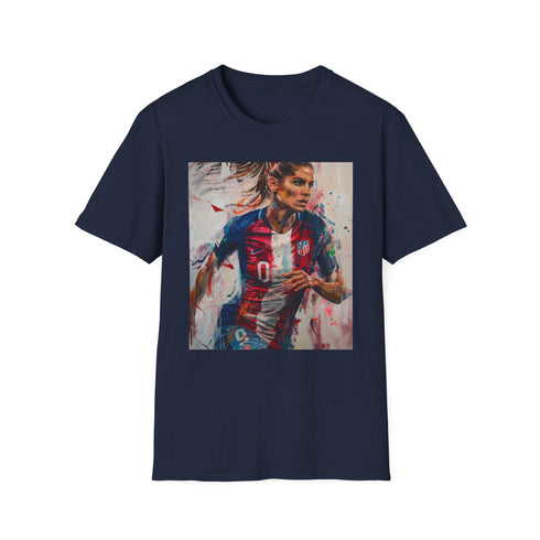 Alex Morgan Soccer Painting T-shirt in Charcoal, Size S.