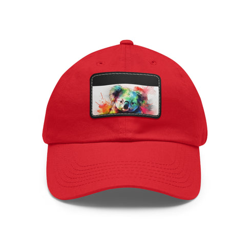 Koala Watercolor Baseball Cap with Light Brown Patch for Unisex vegan style.