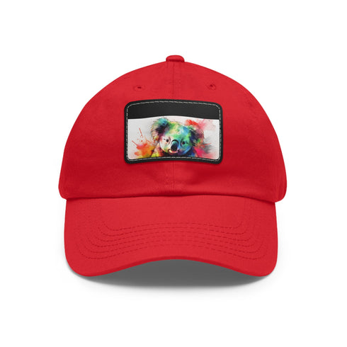Koala Watercolor Baseball Cap: White with Light Brown Patch, Unisex Vegan