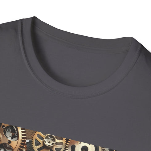 Victorian-inspired gears and cogs T-shirt in white.
