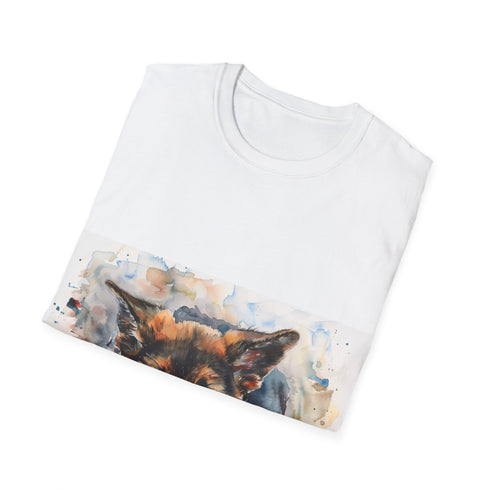 Adorable German Shepherd Puppy Tee in Charcoal, Size S.