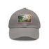 Central Park watercolor skyline baseball cap in white with light brown patch.