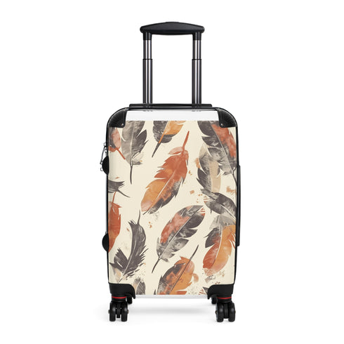 Boho Chic Feathered Suitcase in Small Black Variant.