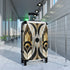 Abstract art deco black suitcase with unique eye-catching geometric pattern.