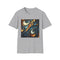 Charcoal crew neck cotton T-shirt with fractal pattern regular fit