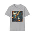 Charcoal crew neck cotton T-shirt with fractal pattern regular fit