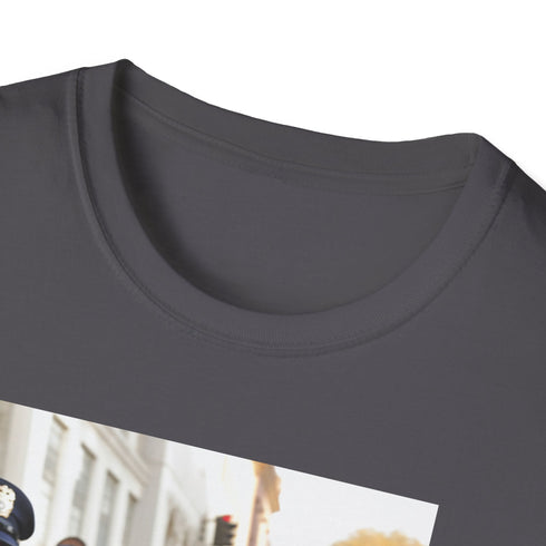 Charcoal cotton Joe Biden tee with colorful watercolor presidential design