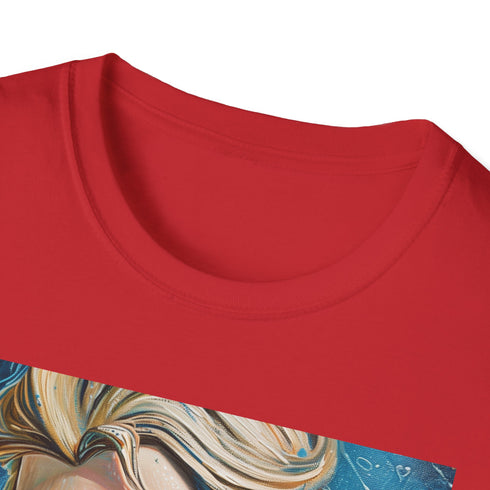 Charcoal crew neck T-shirt with vibrant Elsa Frozen painting design