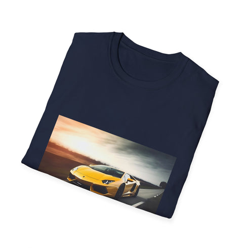 Charcoal cotton T-shirt with vibrant Lamborghini race design for summer style