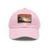 Hawaiian sunset paradise cap in white with light brown rectangle patch.