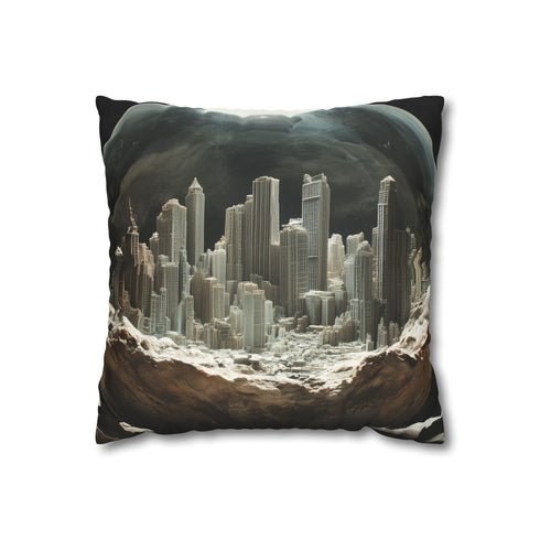Ghost City Trapped in Glass Orb Double-Sided Square Cushion Cover