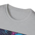 Neon charcoal crew neck t-shirt with vibrant tropical palm tree design