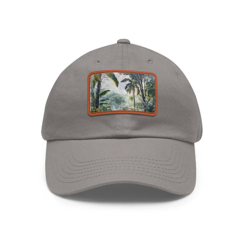 White Cotton Unisex Congo Rainforest Dreams Hat with Light Brown Patch.