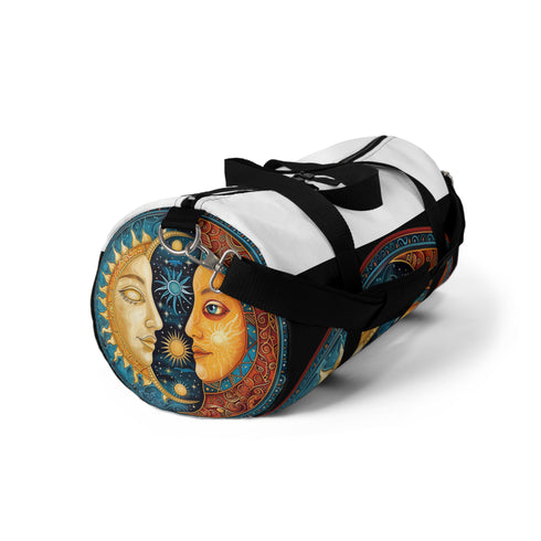 Mandala sun and moon duffel bag, celestial design, perfect for on-the-go essentials