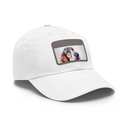 Basset Hound baseball cap with white/light brown patch.