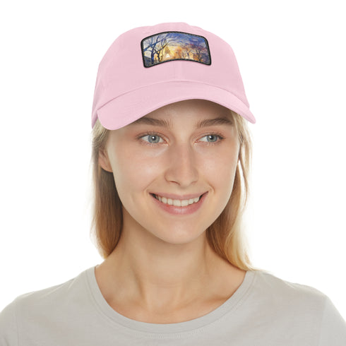 Eiffel Tower watercolor baseball cap with vibrant Parisian-inspired design.