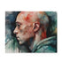 Eminem watercolor jigsaw puzzle depicting iconic rapper in vibrant colors.