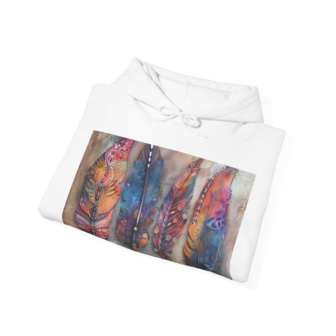 Bohemian feathers navy hoodie, perfect for men and women on-the-go.