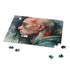 Eminem watercolor jigsaw puzzle featuring iconic rapper in colorful design.