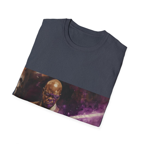 Galactic Force Mace Windu Tee in Charcoal cotton with lightsaber design.