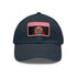 Colorful watercolor neon Trump baseball cap with light brown patch.