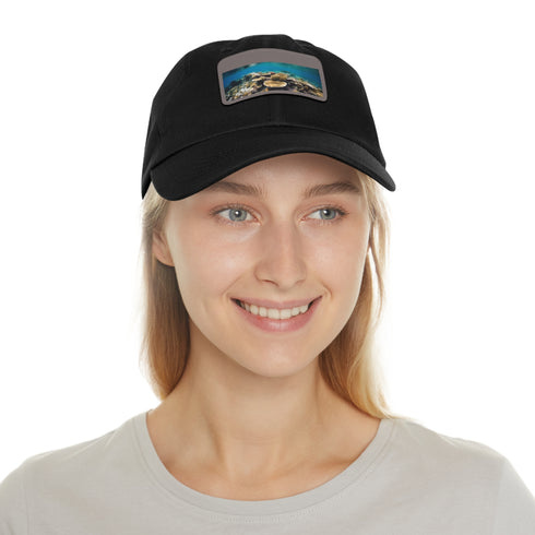 Great Barrier Reef cotton baseball cap in white with coral reef design.