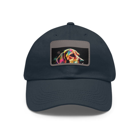 Stylish white baseball cap with cute beagle graphic for dog lovers.