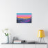 Neon Horizon Splitting Day and Night Stretched Canvas Wall Art