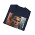 Charcoal cotton crew neck t-shirt with dynamic Cristiano Ronaldo watercolor design