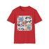 Charcoal crew neck cotton T-shirt with colorful floral pattern for summer