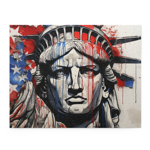 Colorful American Flag Jigsaw Puzzle - Patriotic Home Decor Game