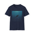 Minimalist charcoal whale t-shirt for men and women, summer wardrobe essential.