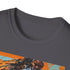 Charcoal cotton tee with vibrant Coco Gauff portrait, regular fit.