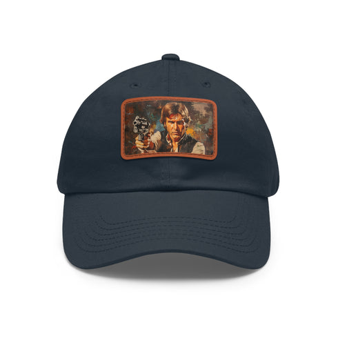 White cotton baseball cap with Han Solo design patch.