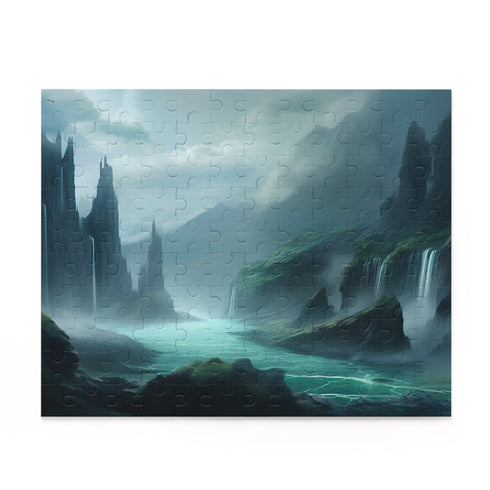 Fantastical 120-piece puzzle featuring magical creatures on edge of the world.