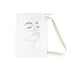 Minimalist abstract face laundry bag in all-over print for laundry organization.