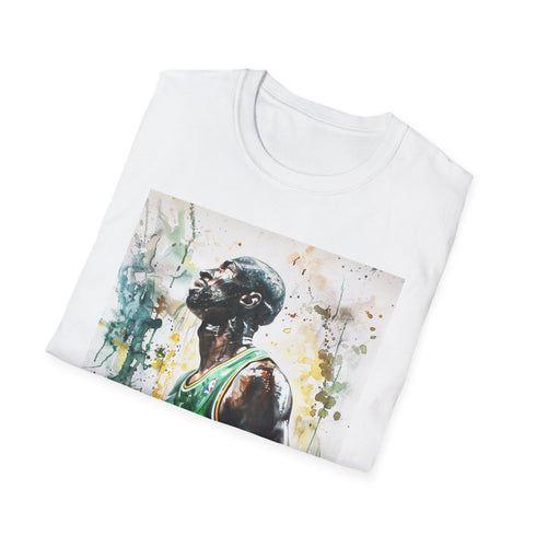 Charcoal cotton crew neck t-shirt featuring bold Kevin Garnett basketball stance