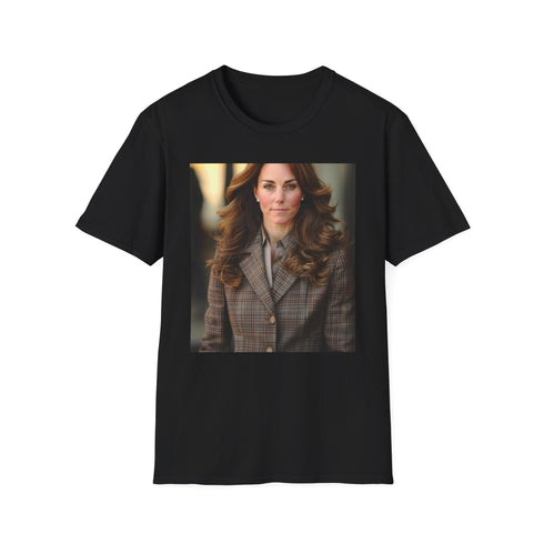 Charcoal cotton T-shirt featuring Kate Middleton's grace in a timeless design