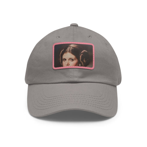 Galactic Princess Leia embroidered baseball cap in white with light brown patch.